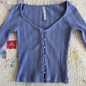 Anthropologie cropped button down cardigan in periwinkle
